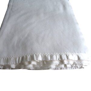 Vintage White JCPenney Acrylic Thermal Blanket Queen 90x90 Made in USA Soft